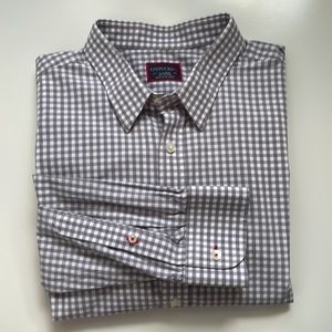 EUC UNTUCKit grey white plaid 100% cotton button down shirt long sleeve mens XL